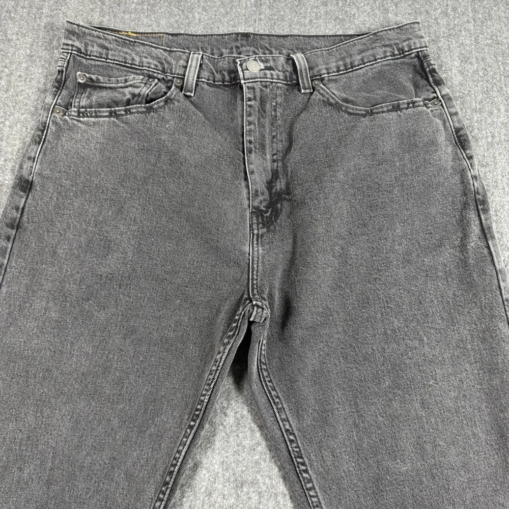 Levi's 505 Men's Jeans 36x32 Gray Black Regular Fit Stretch Denim